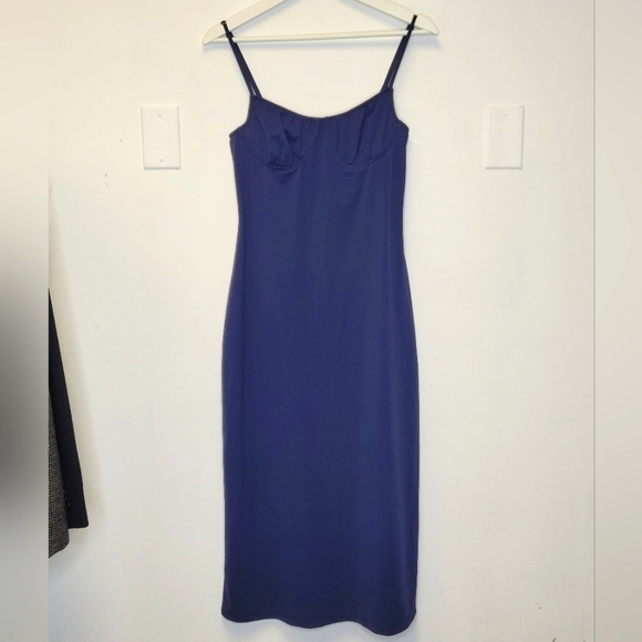 We Wore What From Danielle Burnstein Midi Slip Dress In Navy Size L - Picture 3 of 13
